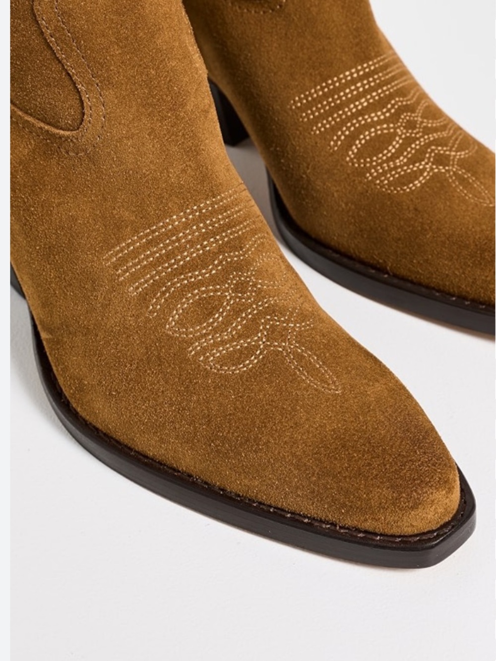 Donald J. Pliner Tan Suede Western Ankle Boots